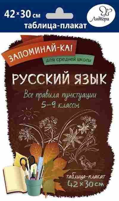 Книга Русс.яз. Все правила пунктуации Таблица-плакат 42*30, б-3489, Баград.рф